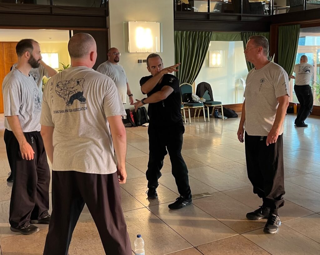 Partner training at an indoor seminar