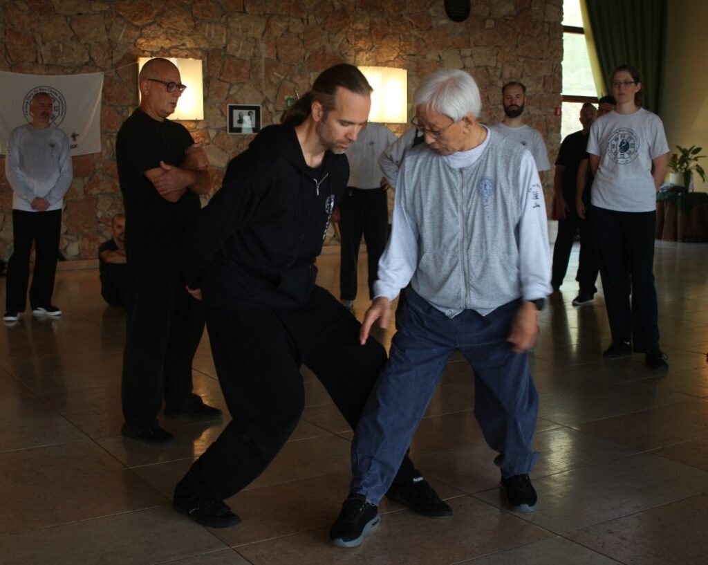 Stepping practice at an indoor seminar
