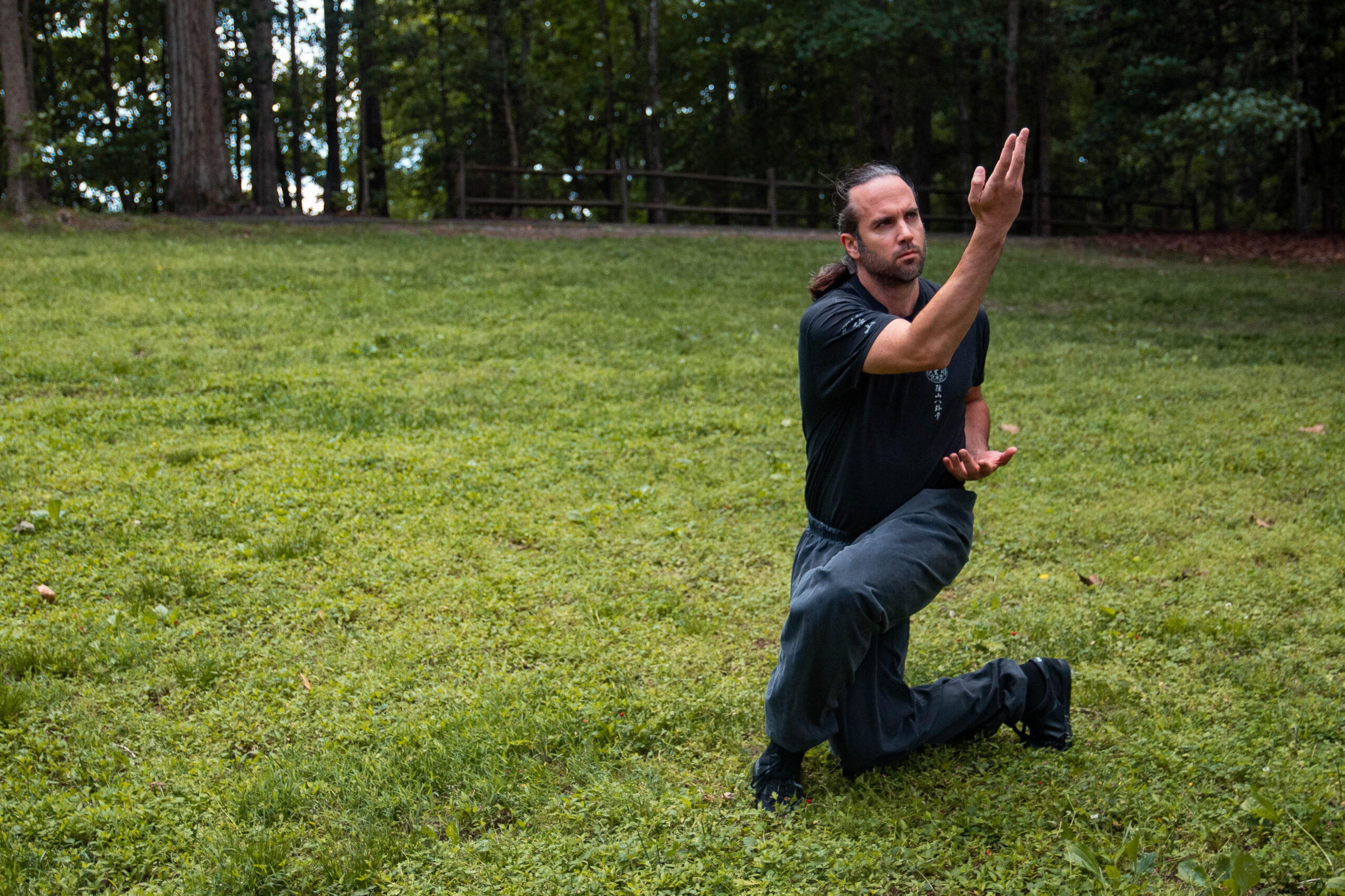 Shifu Eric Lawman in a low coiling stance